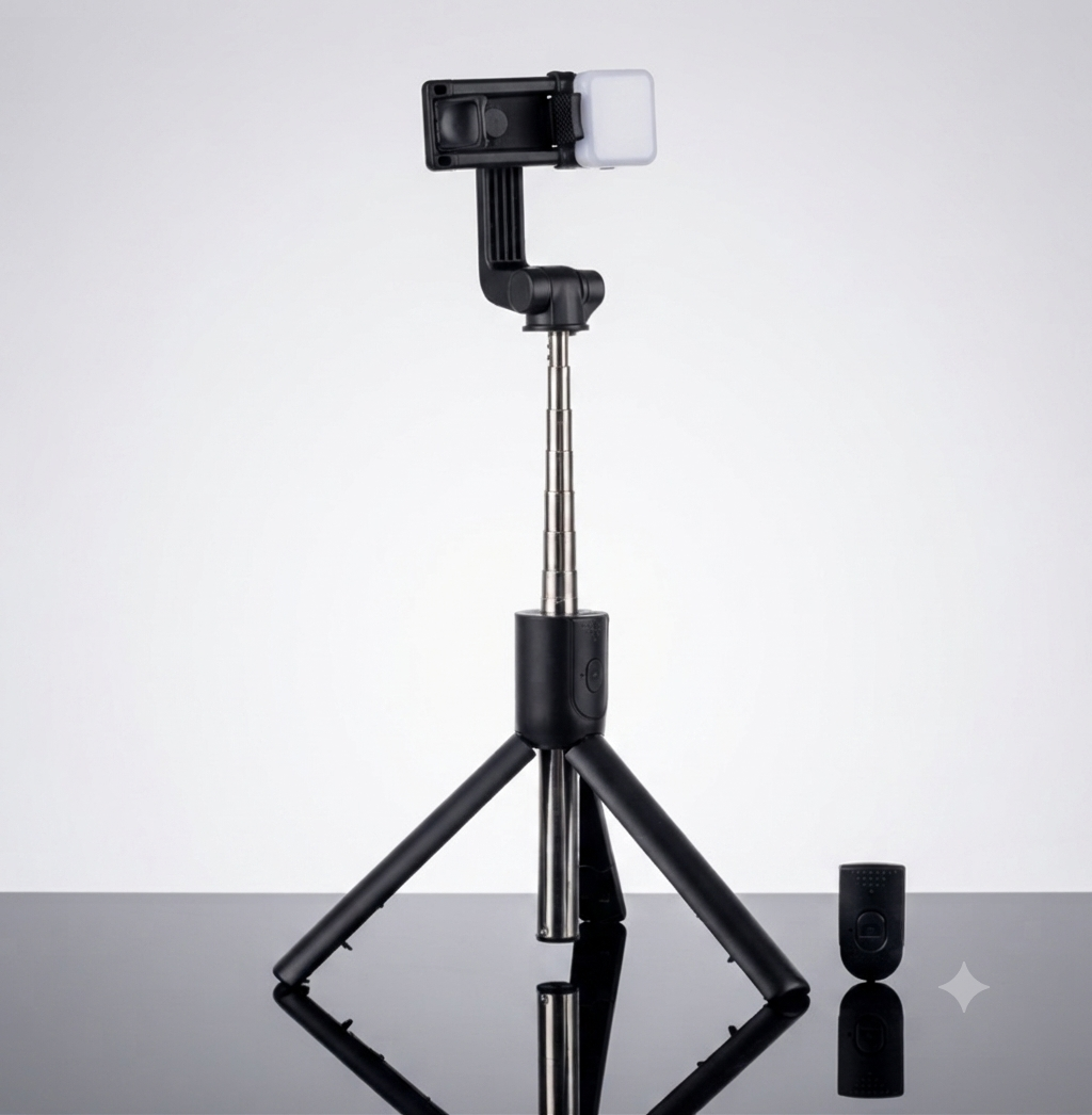Wireless Selfie Stick Tripod with Fill Light and Remote - Image 2