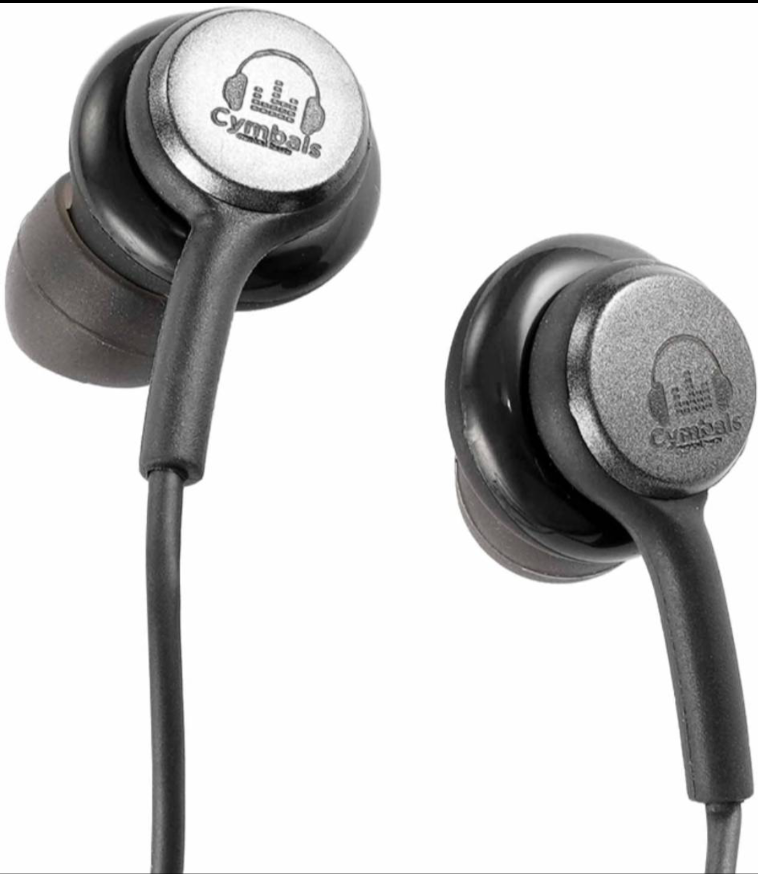 Cymbals Wired In-Ear Earphones with 3.5mm Jack, Inline Microphone, and Volume Control